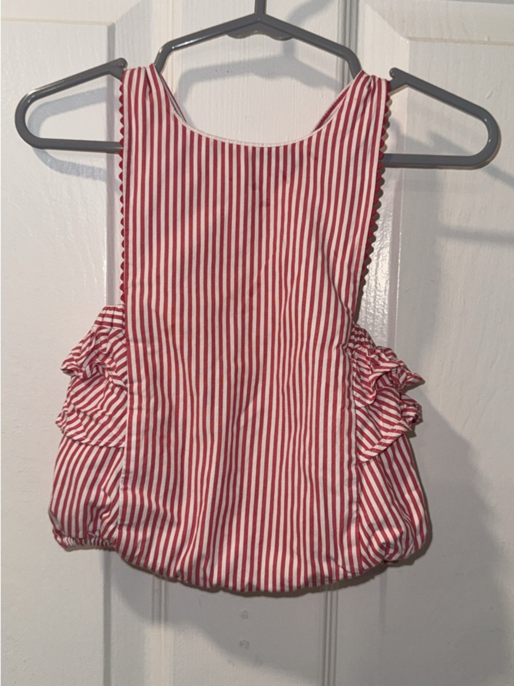 Jacadi Red and White Striped Baby Romper Size 3M